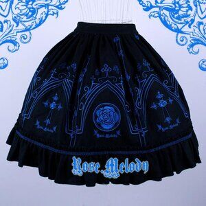 Elegant Gothic Lolita Rose Melody Rosa Crucifix Skirt